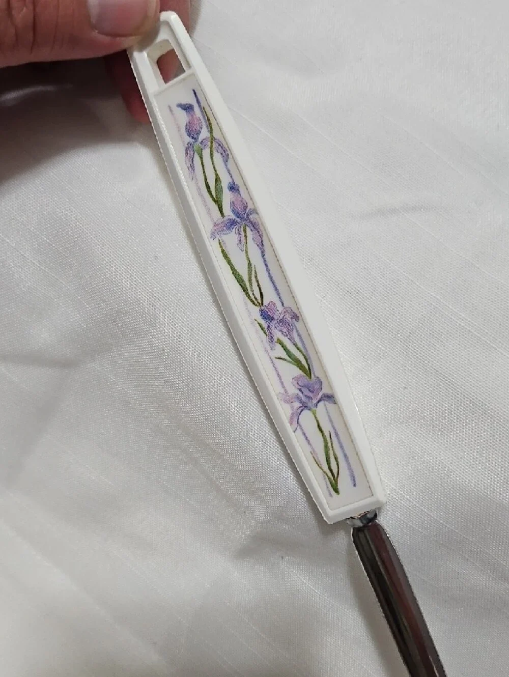 Iris Floral Handle Slotted Spoon Turner Spatula Matches Corning Dishes